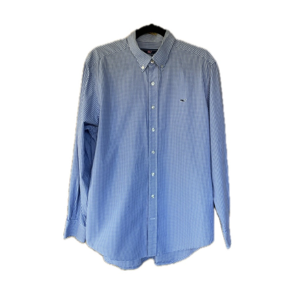 Vineyard Vines Slim Fit Blue and White Checkered Whale Shirt 🐳